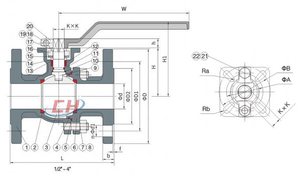 高平臺不銹鋼球閥結構圖
